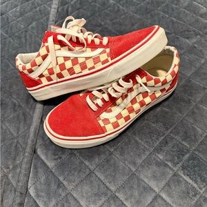 Vans Red and White Checkered Sneakers